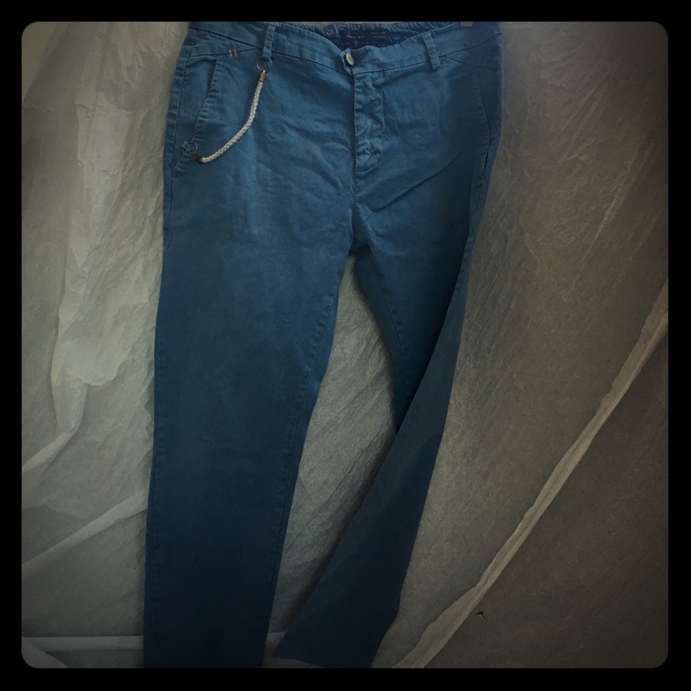 ZARA MAN Chino Casual Slacks 👖 Faded Blue Weekend